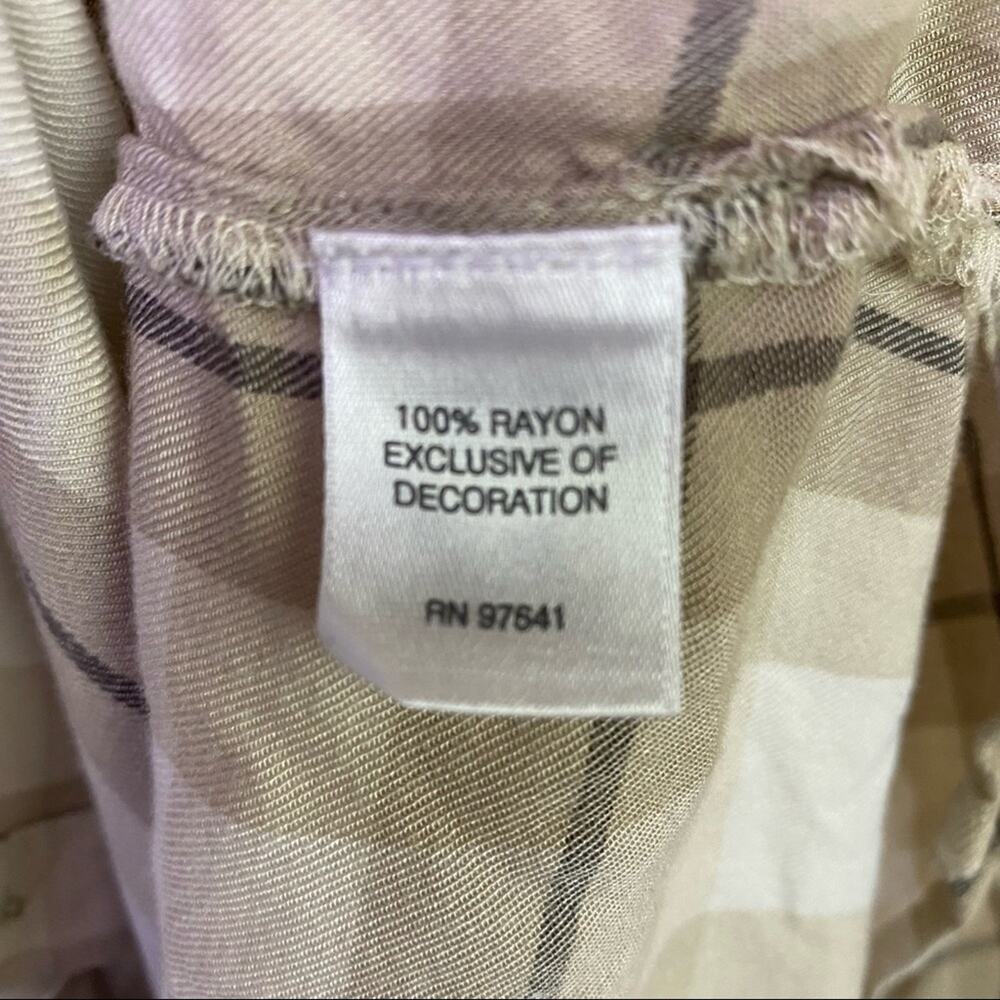 J. Jill Women's Tan Cream Plaid Button Up Top Blouse Size Medium - Picture 6 of 6